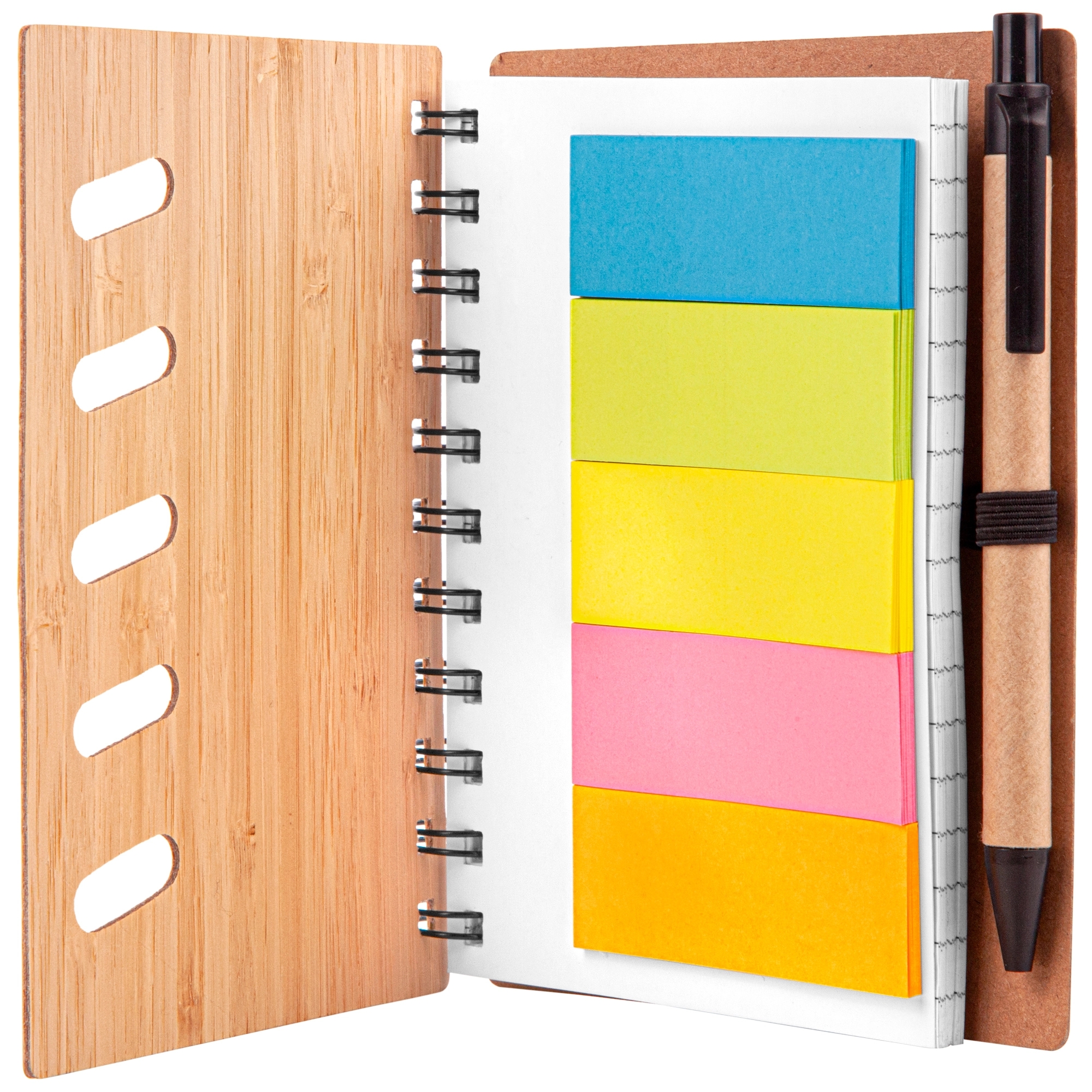 4.75" x 6" Bamboo Notebook with Pen & Sticky Notes 2