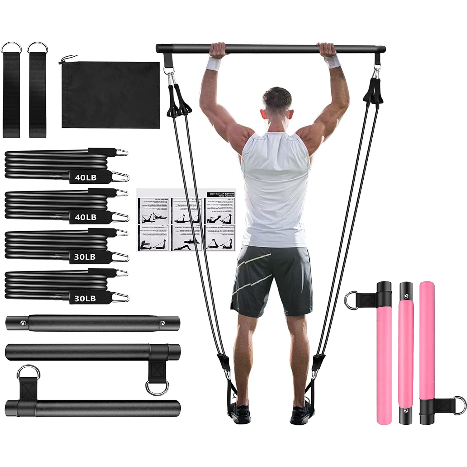 Portable Yoga Pilates Bar Kit w/ Resistance Bands 1