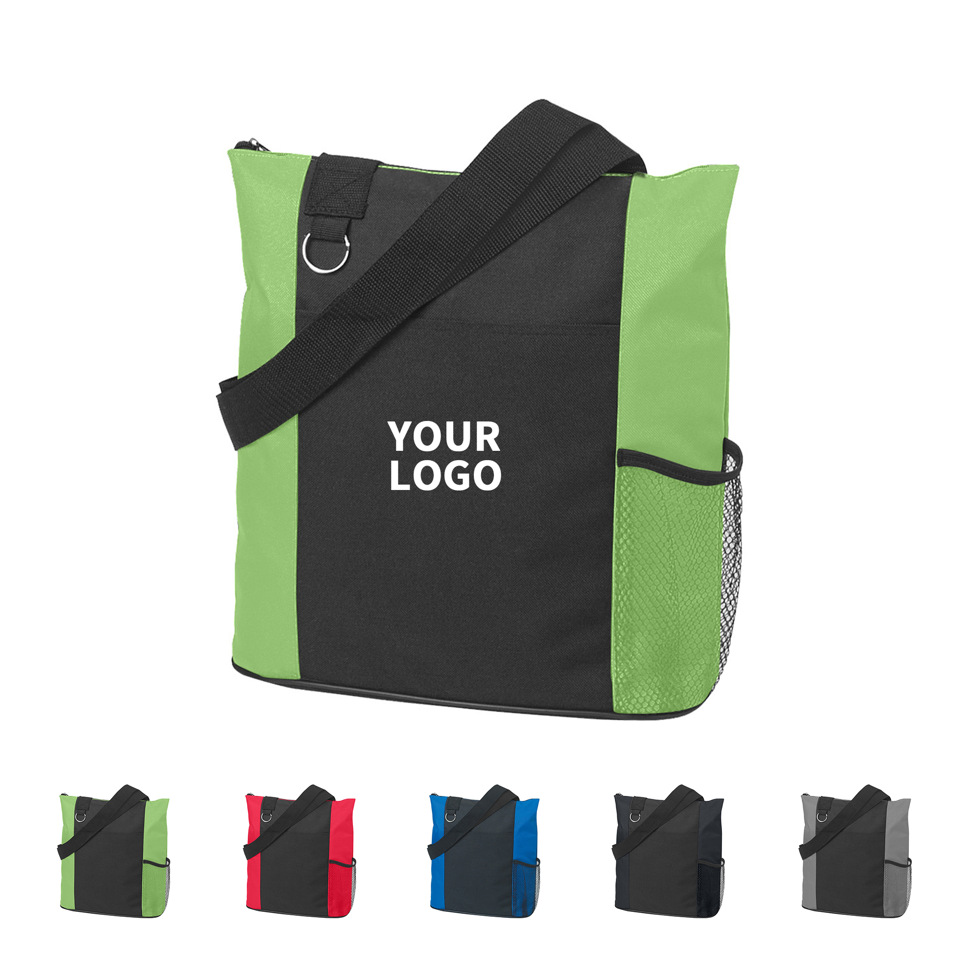 Oxford Zipper Tote With Shoulder Strap 13.7" Length X 13.7" Width X 4.3" Height 1