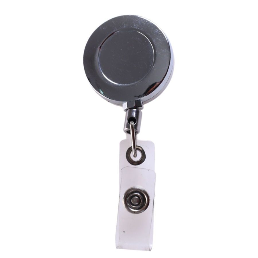 Circular Nickel-Plated Badge Reel w/ Belt Clip