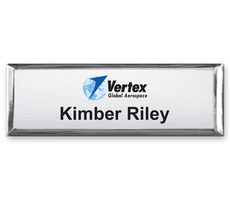 The Athena framed full color metal name badge 1"x3" 2
