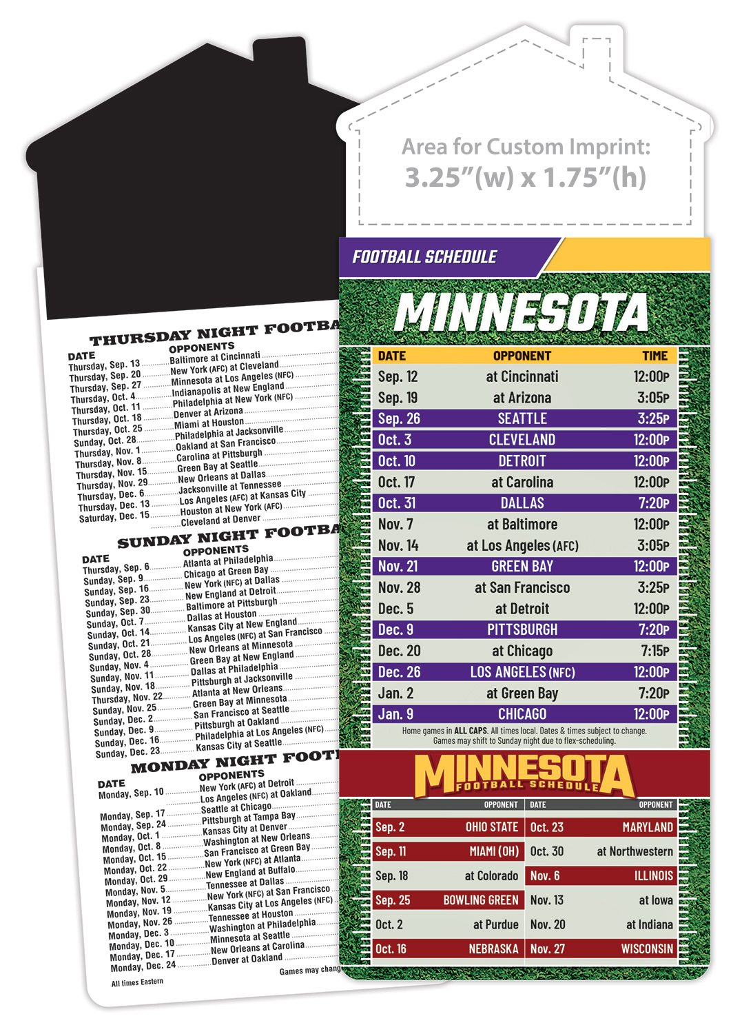 Magna-Card House Shape Magnet Football Schedules (3.5x9)
