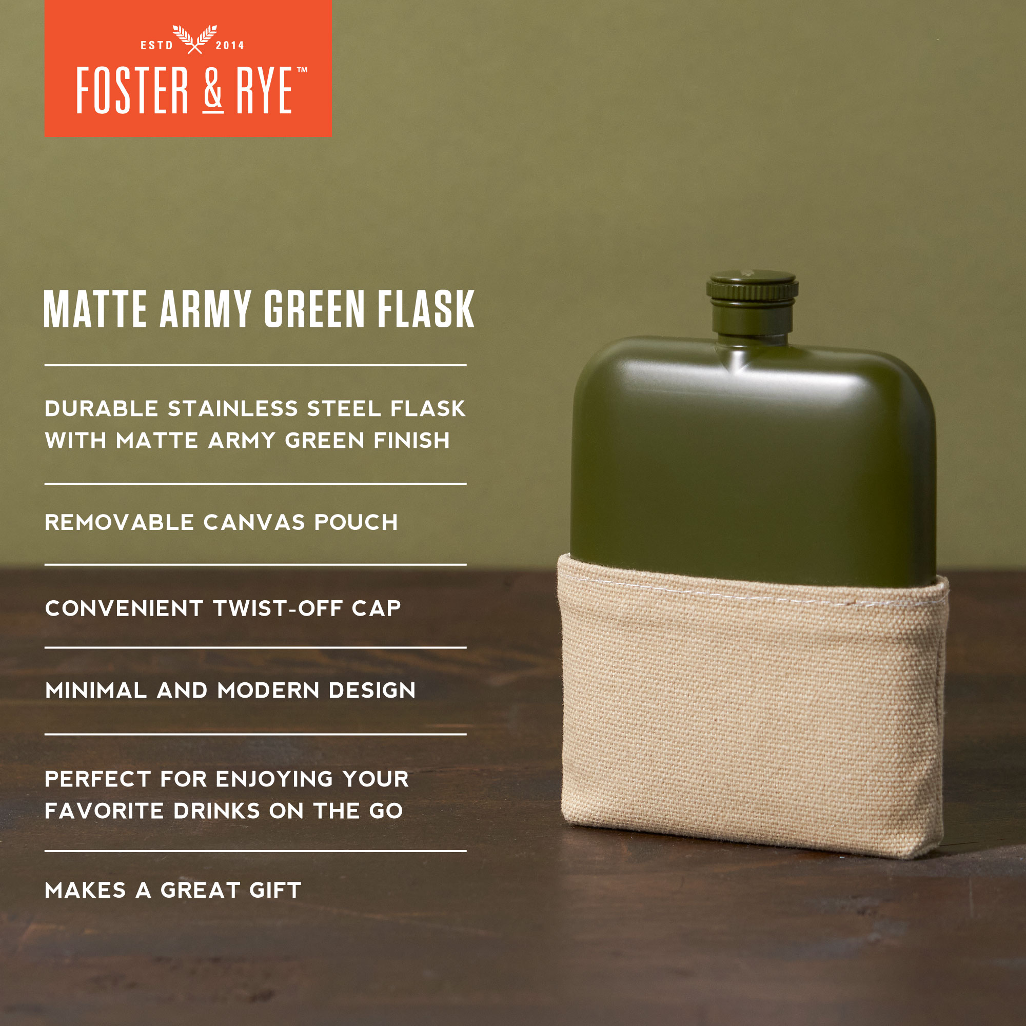 Foster & Rye® Army Flask 5