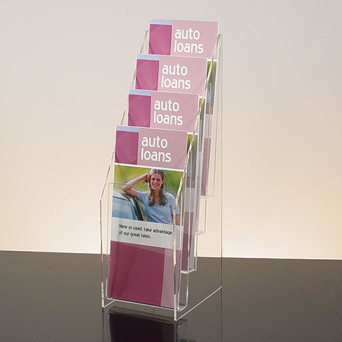 Countertop Brochure Holder All Clear 4-tier 4 pockets for 4"