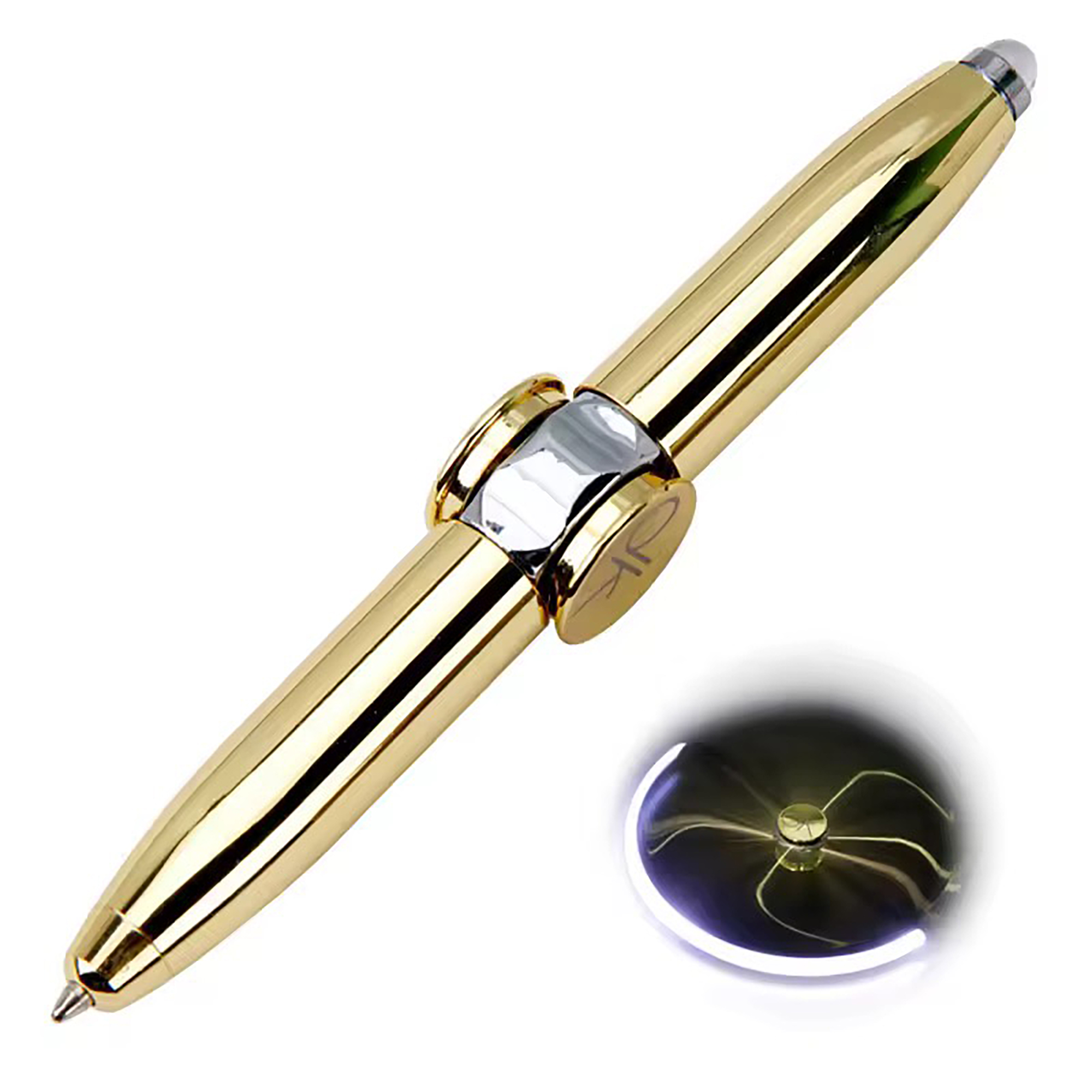 Anti-Anxiety LED Fidget Spinner Finger Gyro Rotating Metal Ballpoint Pen 14