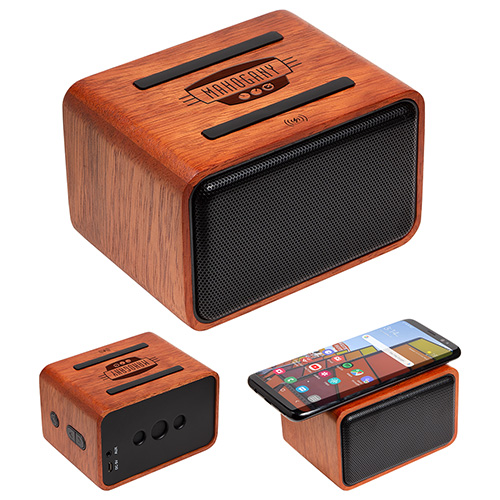 Mahogany Wireless Speaker with Wireless Charger 12