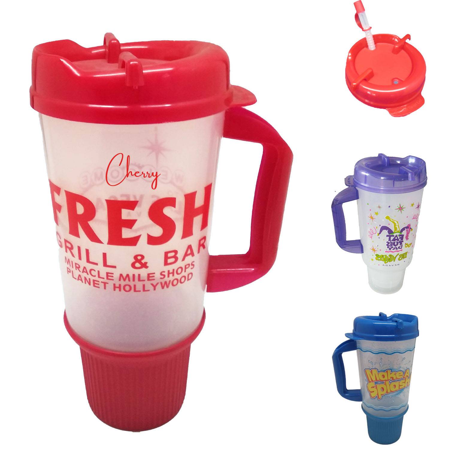 32oz double-layer plastic car cup with straw 1