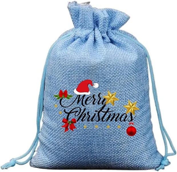 Custom Jute Drawstring Gift Bag - 4''w x 5.5''h 3