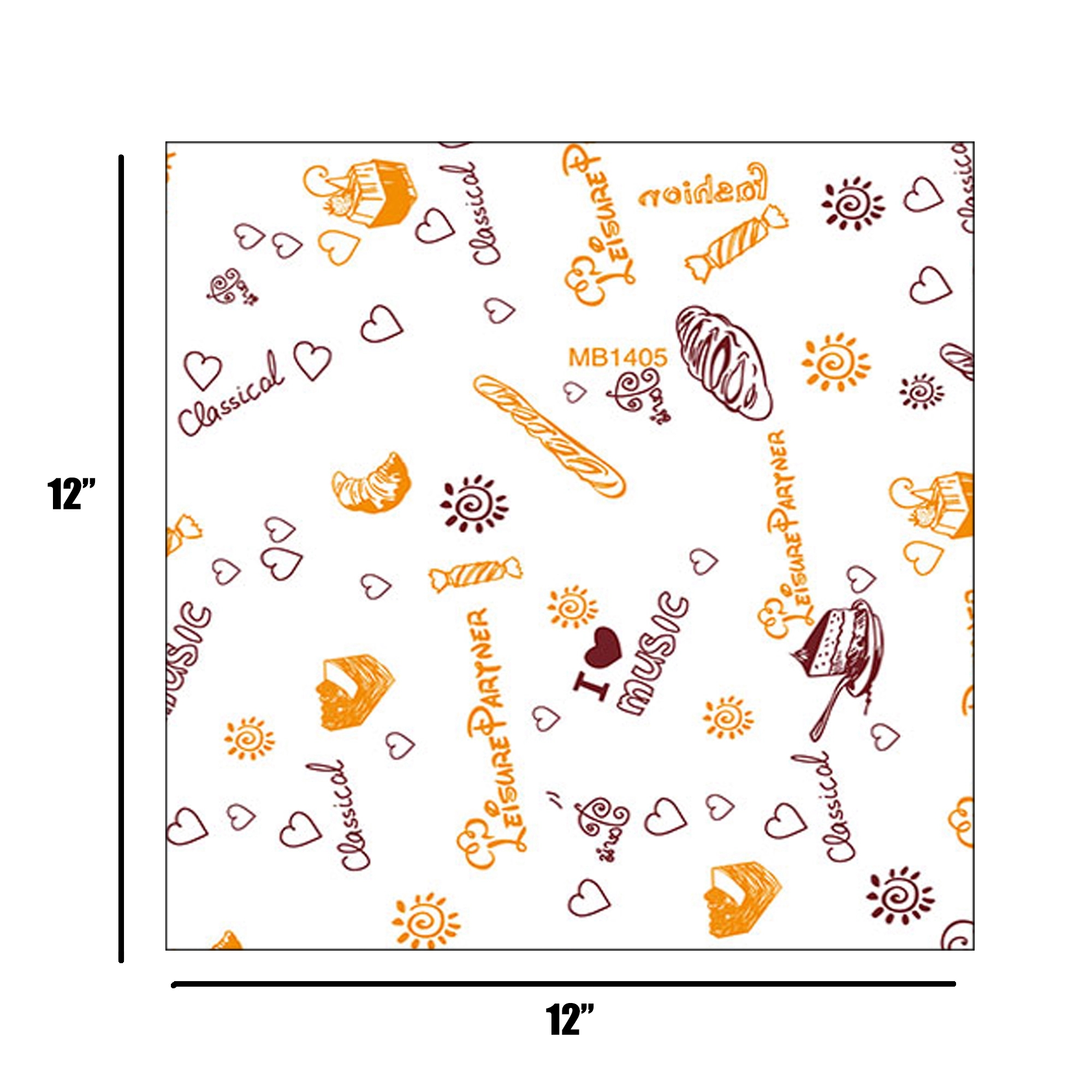 12" x 12" Burger/Sandwich Food Wrapping Paper 1
