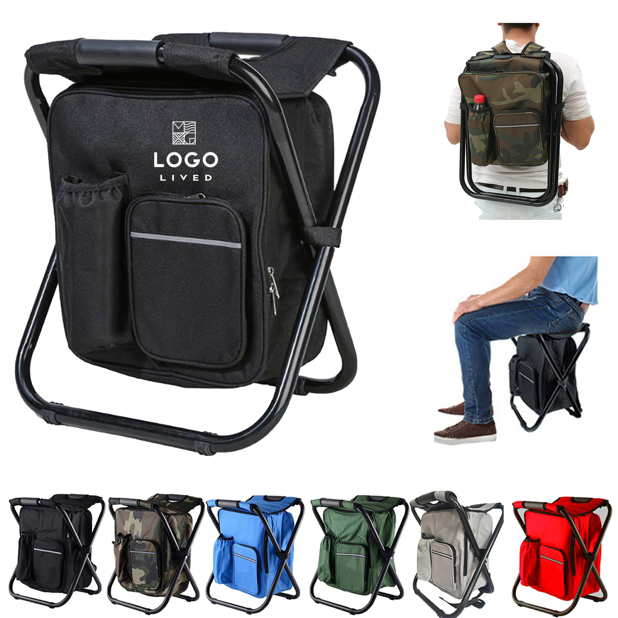Outdoor Portable Folding Stool Backpack Cooler Bag 5