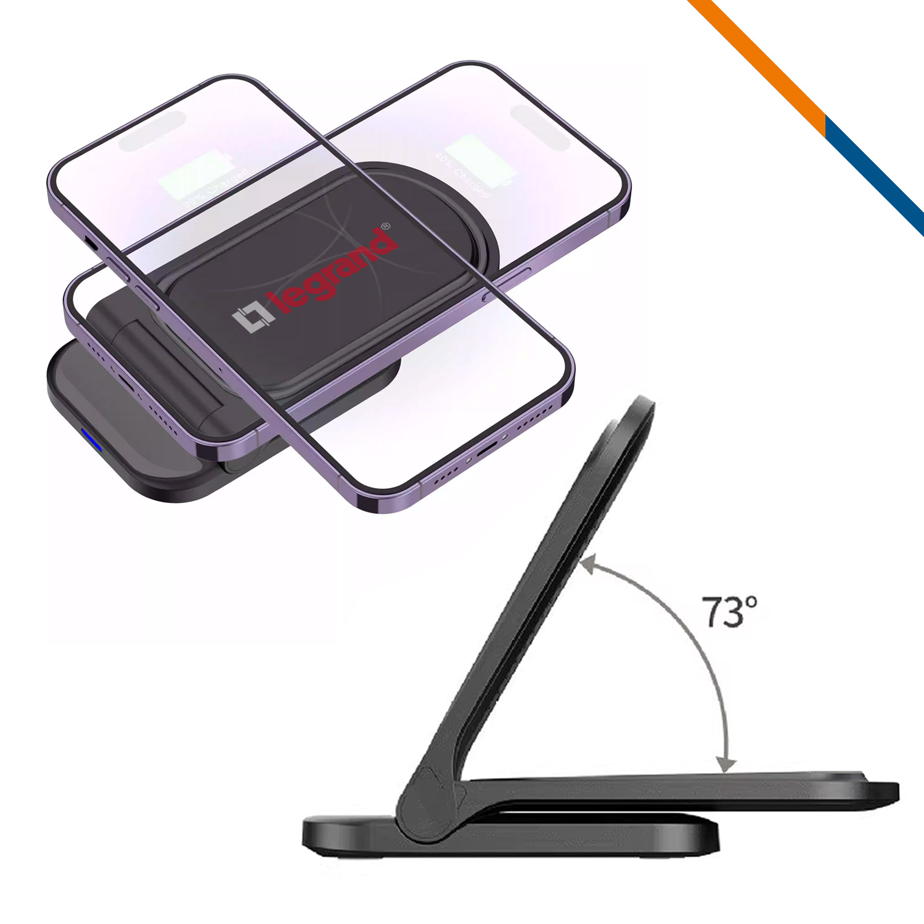 EnerFlow Foldable 15W Wireless Fast Charger Stand 4
