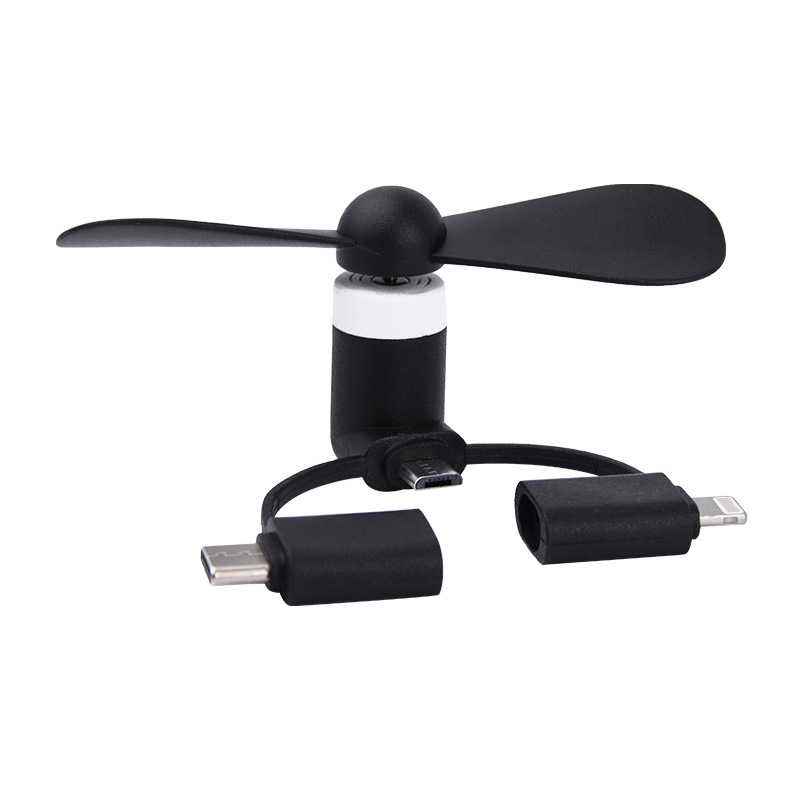 3 in 1 Mini Portable Micro USB/Type C/Lightning Port Phone Fan 3