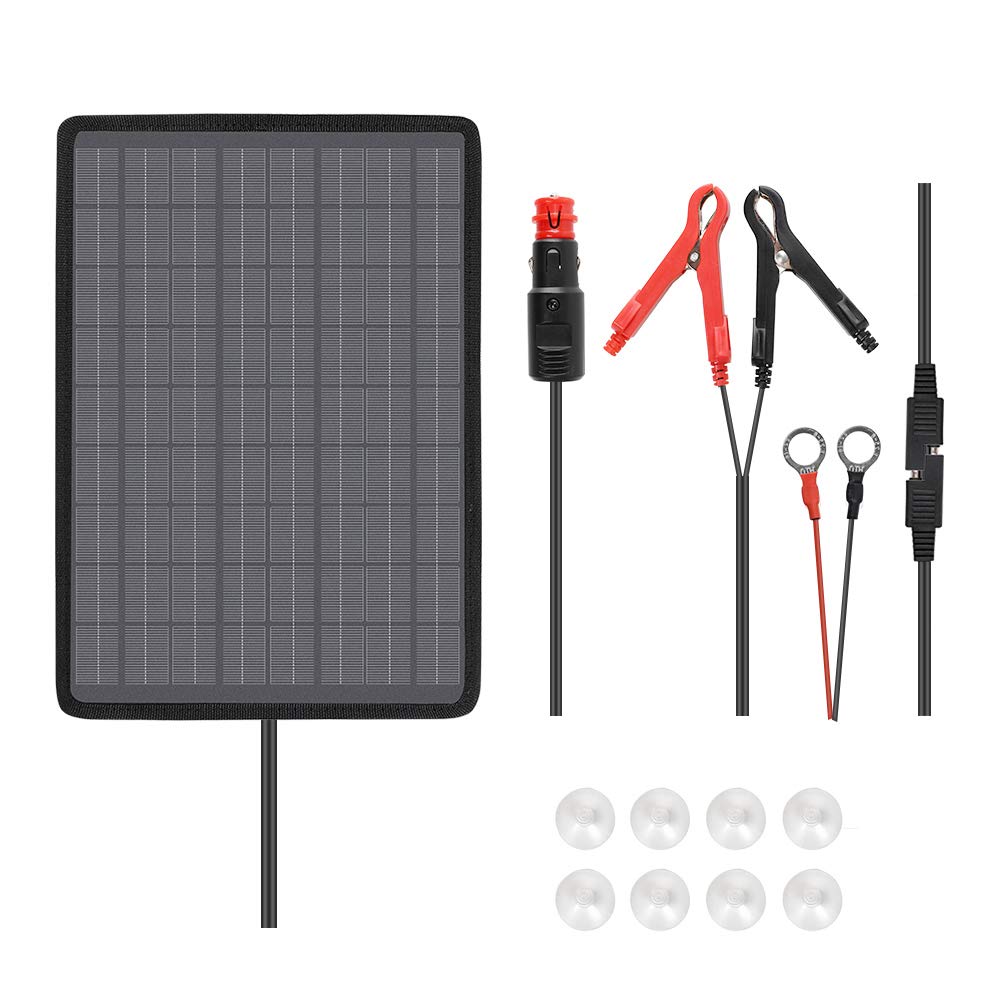 Crosby Street 10W 18V Portable Solar Panel with Lighter Plug Alligator Clips and Battery Cables