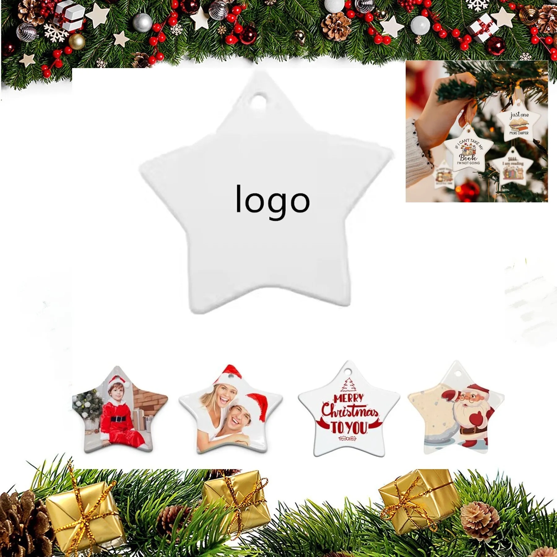 Star Shape Ceramic Christmas Ornament 2