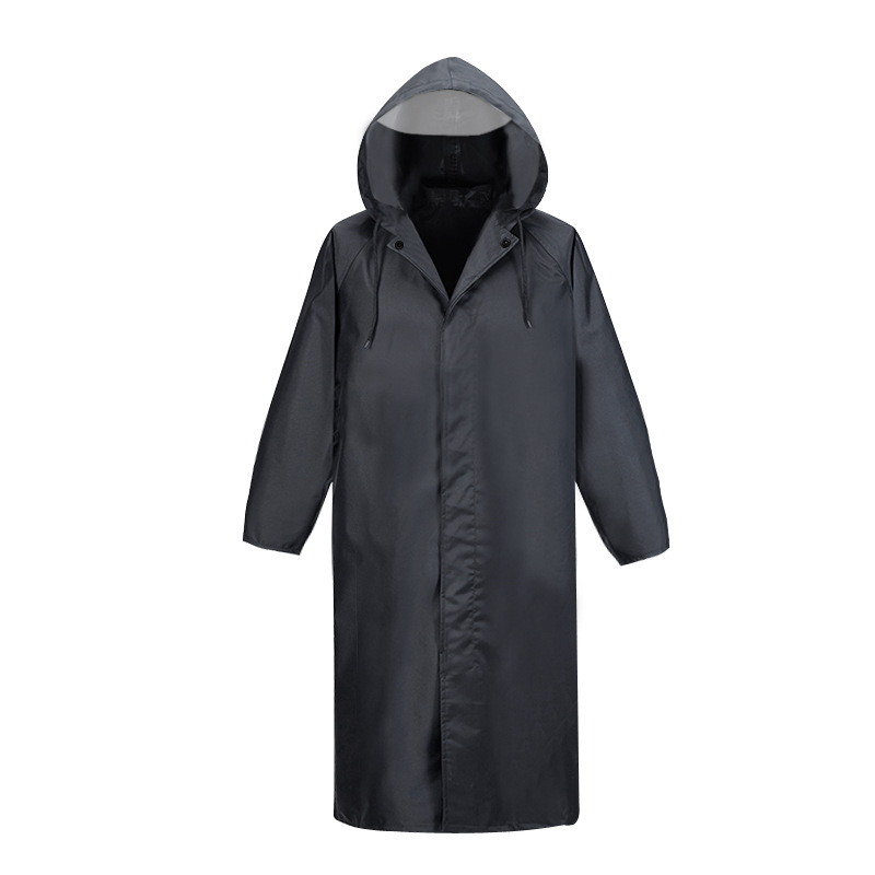 Black Fashion Adult Women Men Waterproof Long Raincoat Hooded For Outdoor Hiking Travel Fishing Clim 2