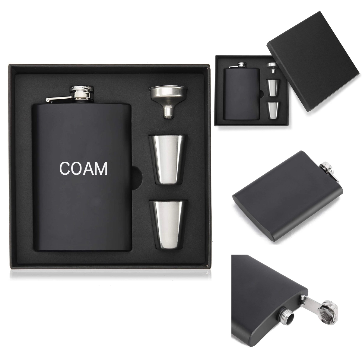 8 Oz Pocket Hip Flask With 2 Cups And Funnel 1