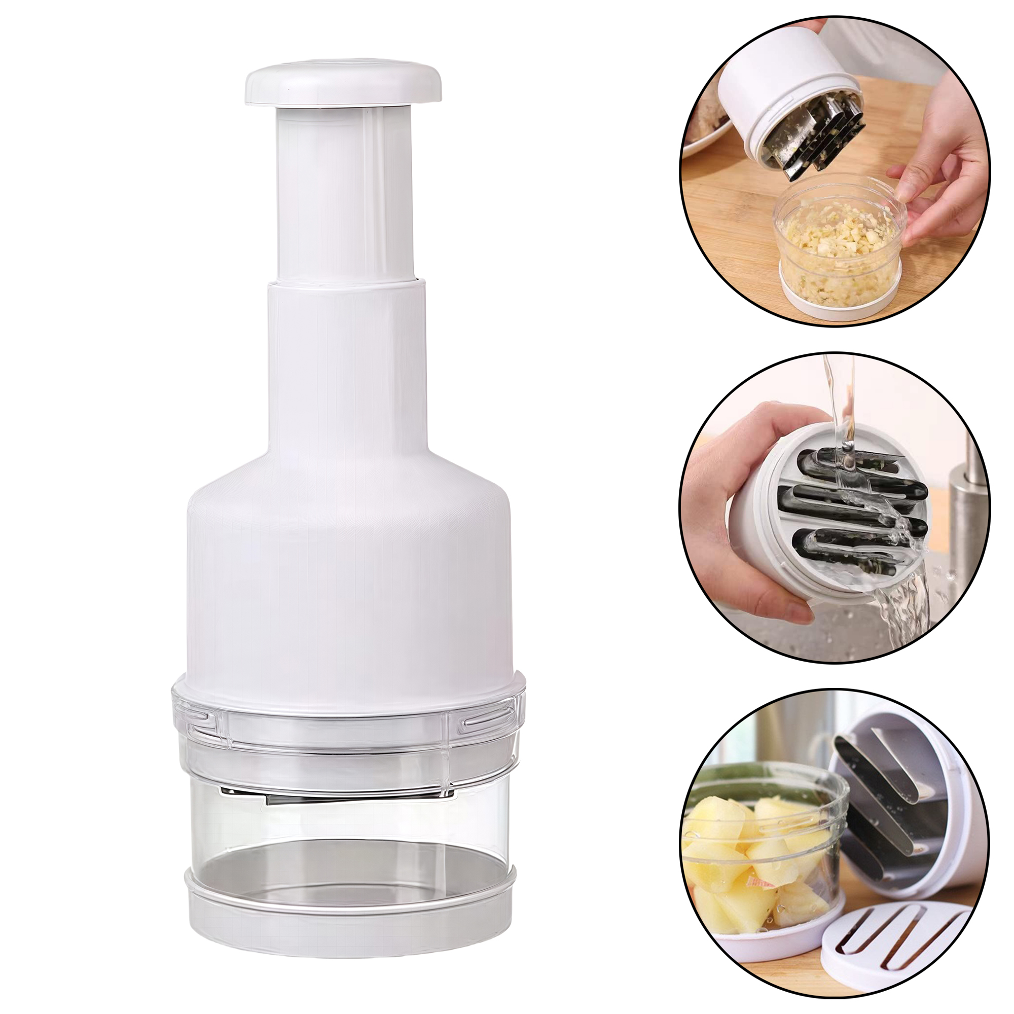 White Multi-Function Manual Garlic Chopper 2
