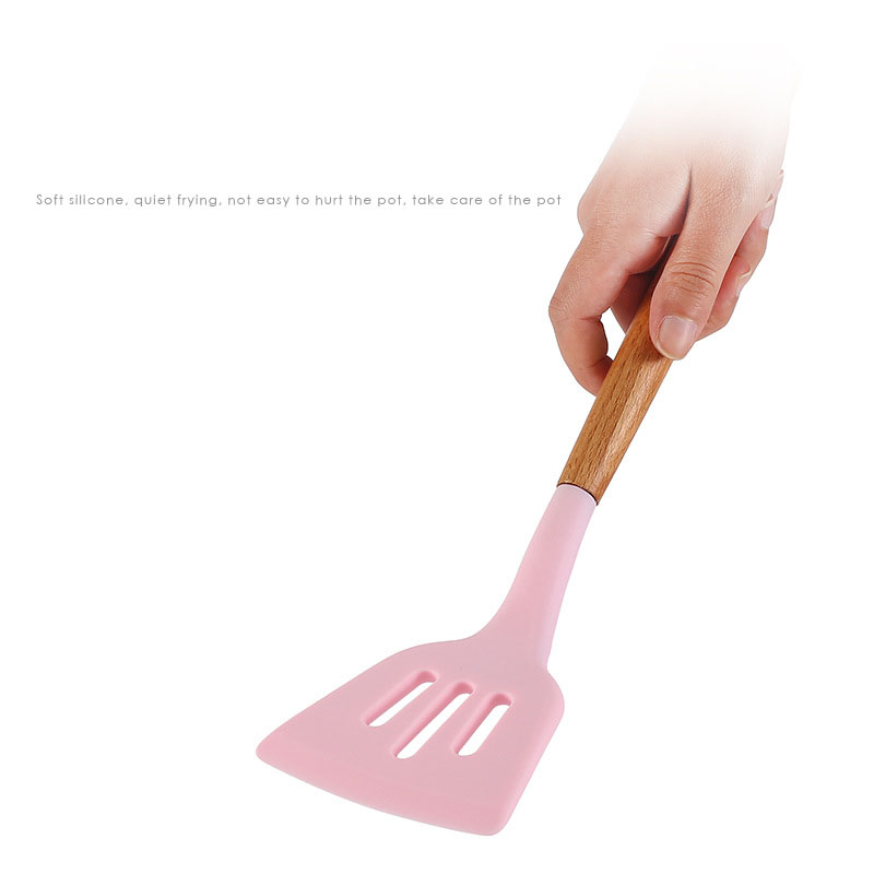 12 Pcs Non-stick Silicone Cooking Kitchen Utensils Spatula Set w/ Holder Wooden Handles 14