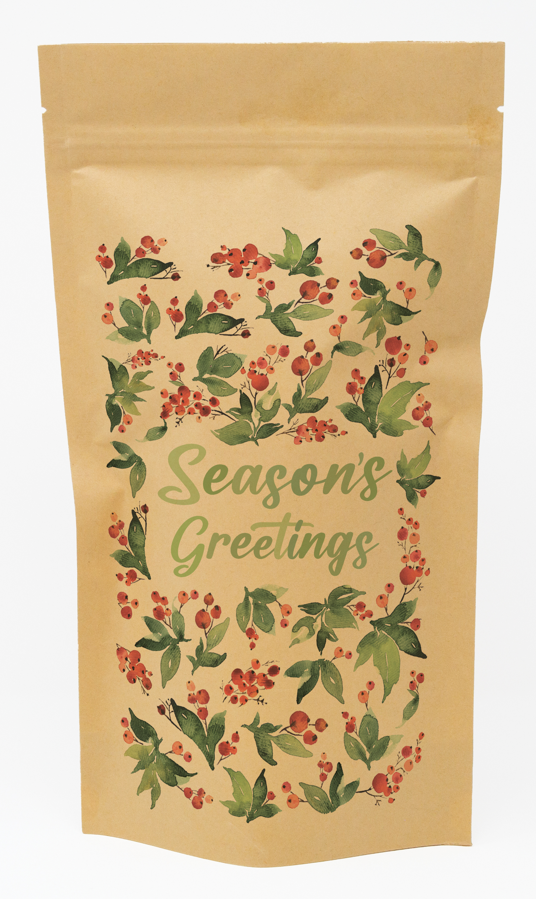 Holly Predesigned Kraft Barrier Pouch (6"W x 11"H x 3"D)