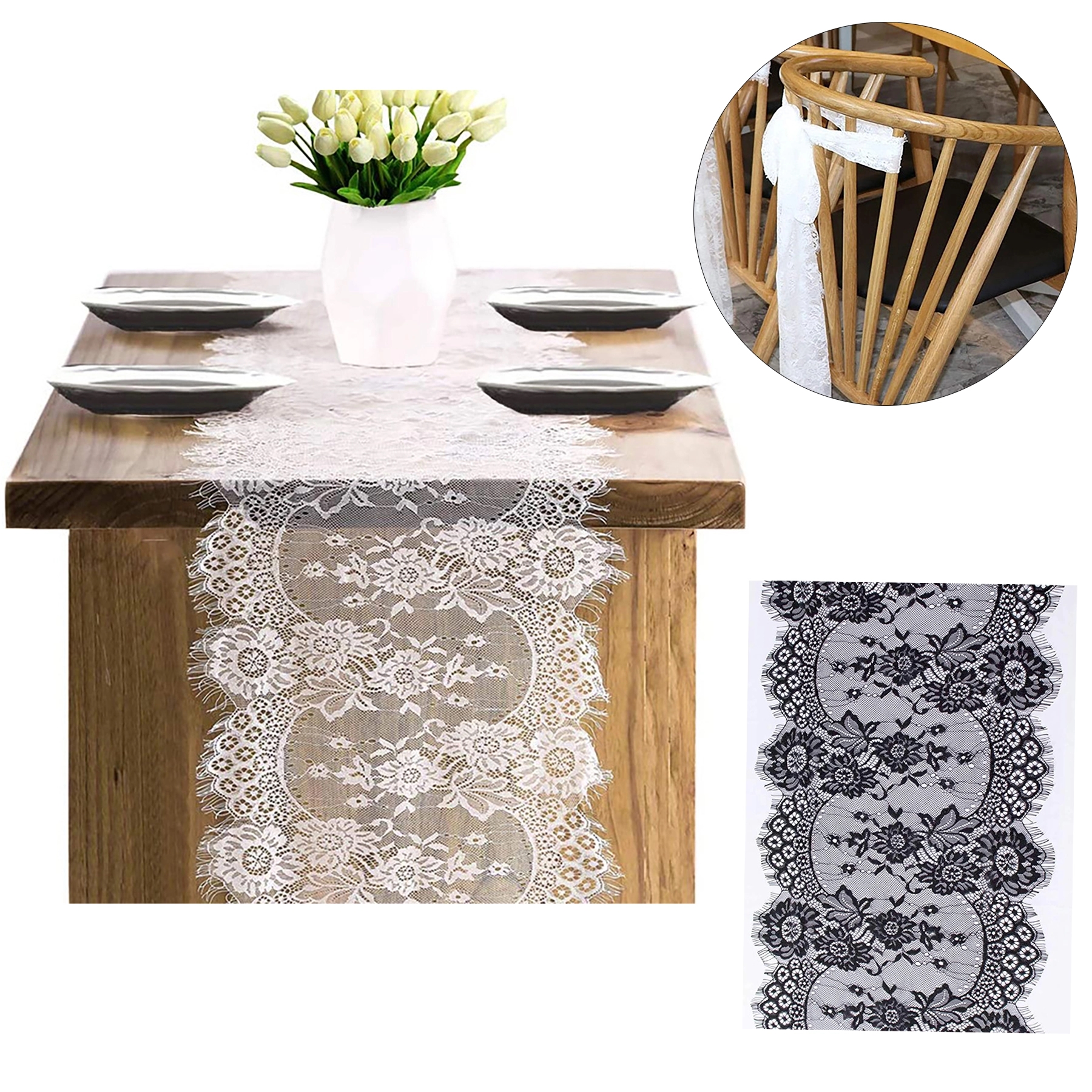 Lace Table Runner 14*118 In White Classy for Rustic Wedding 2