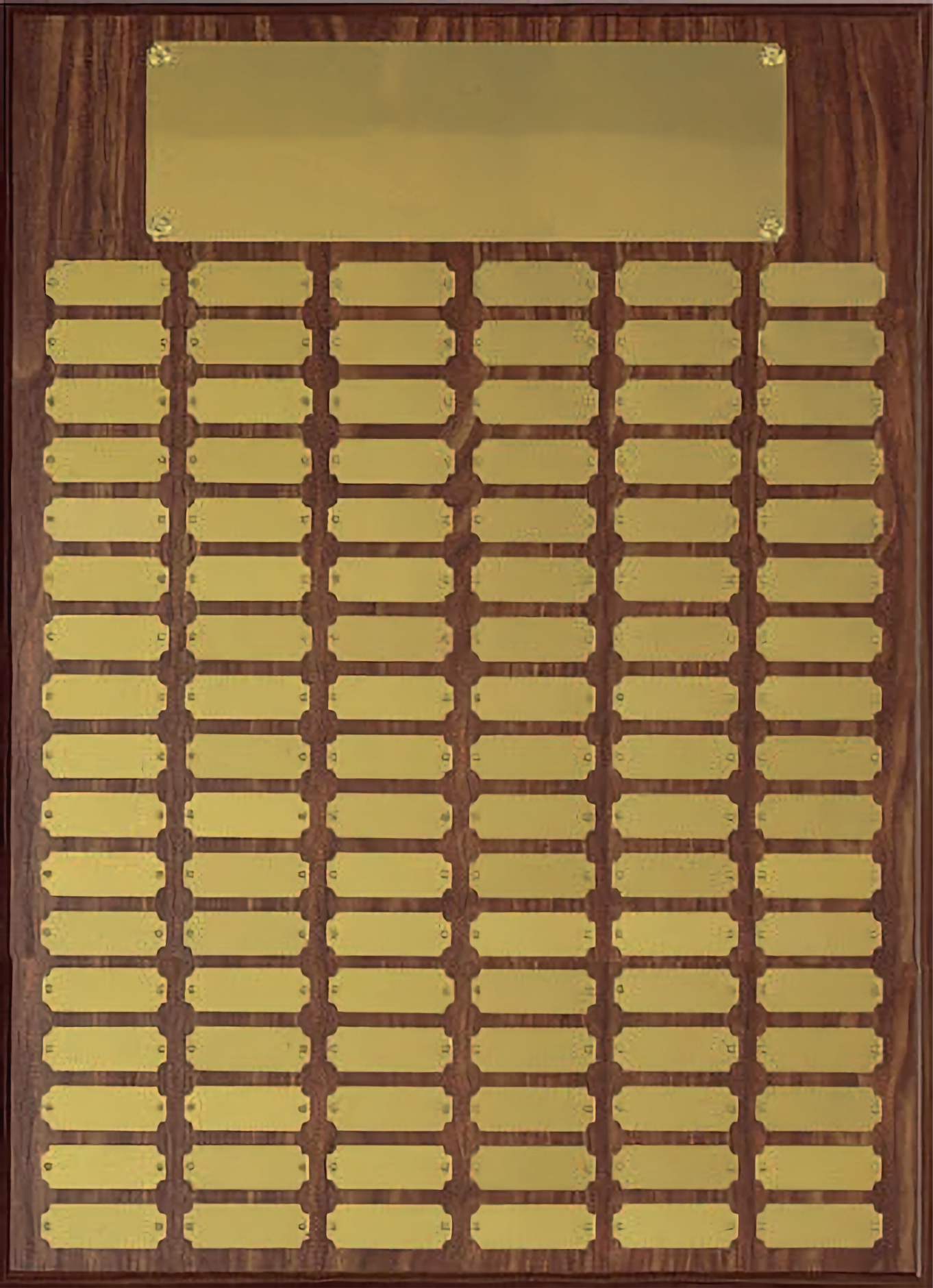 Walnut Perpetual Plaque w/102 Brass Plates (18"x24") 2