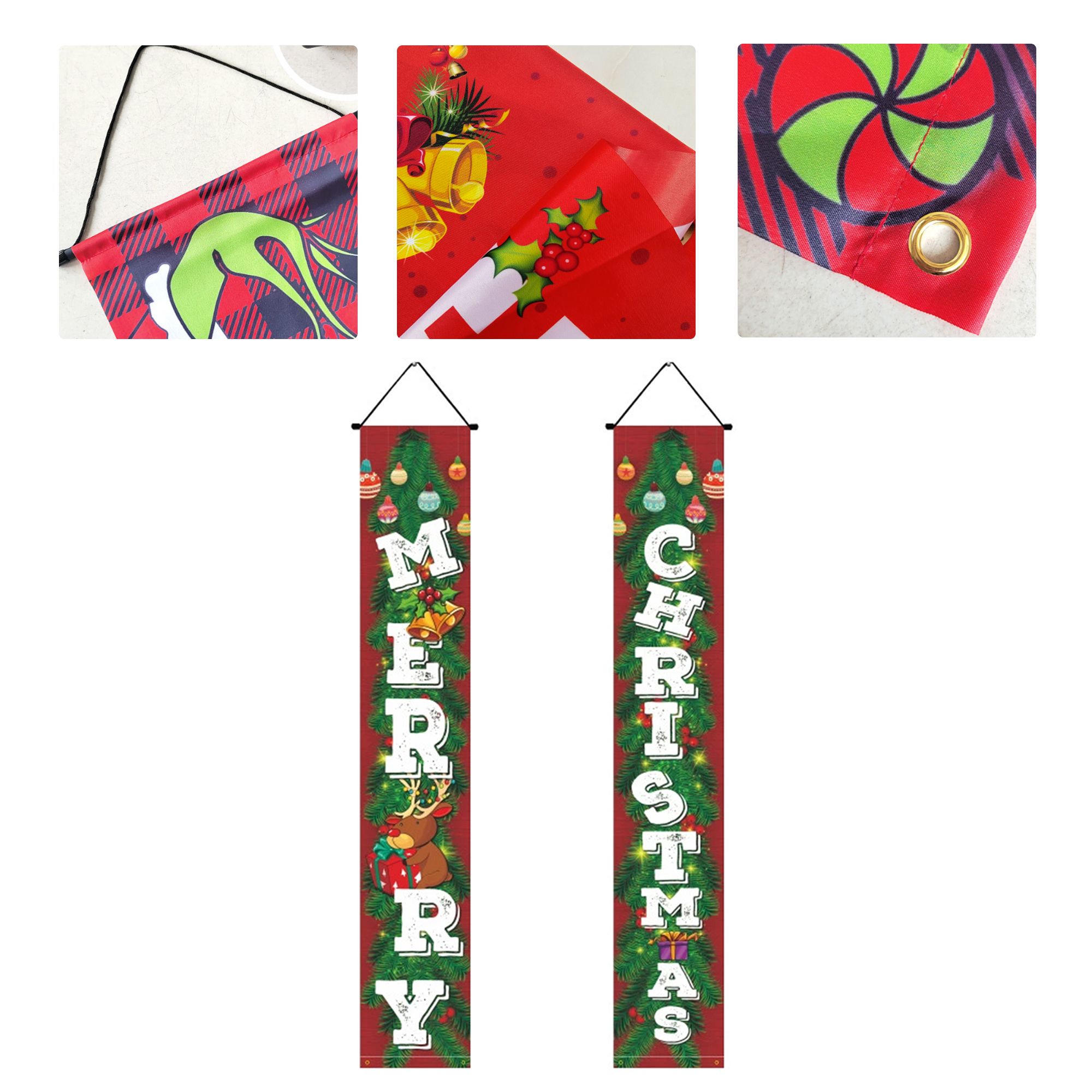 MOQ 50 Holiday Red Plaid Christmas Door Banner for Festive Decor 2