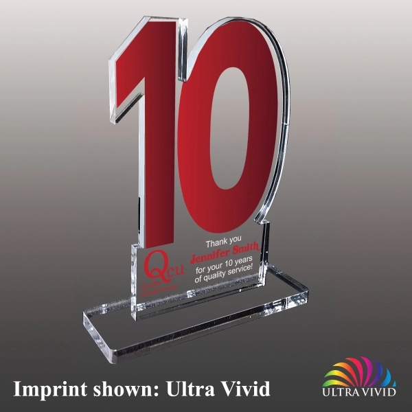 Number Ten Shaped Acrylic Award - Ultra Vivid Color