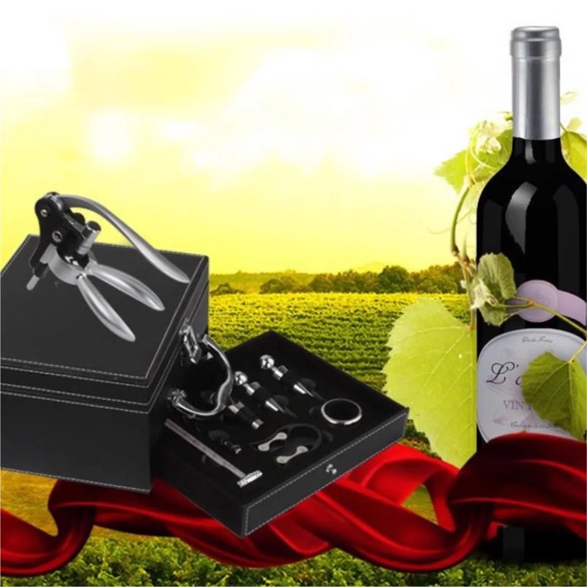 9-Piece Premium Leather Wine Opener Accessory Set 7