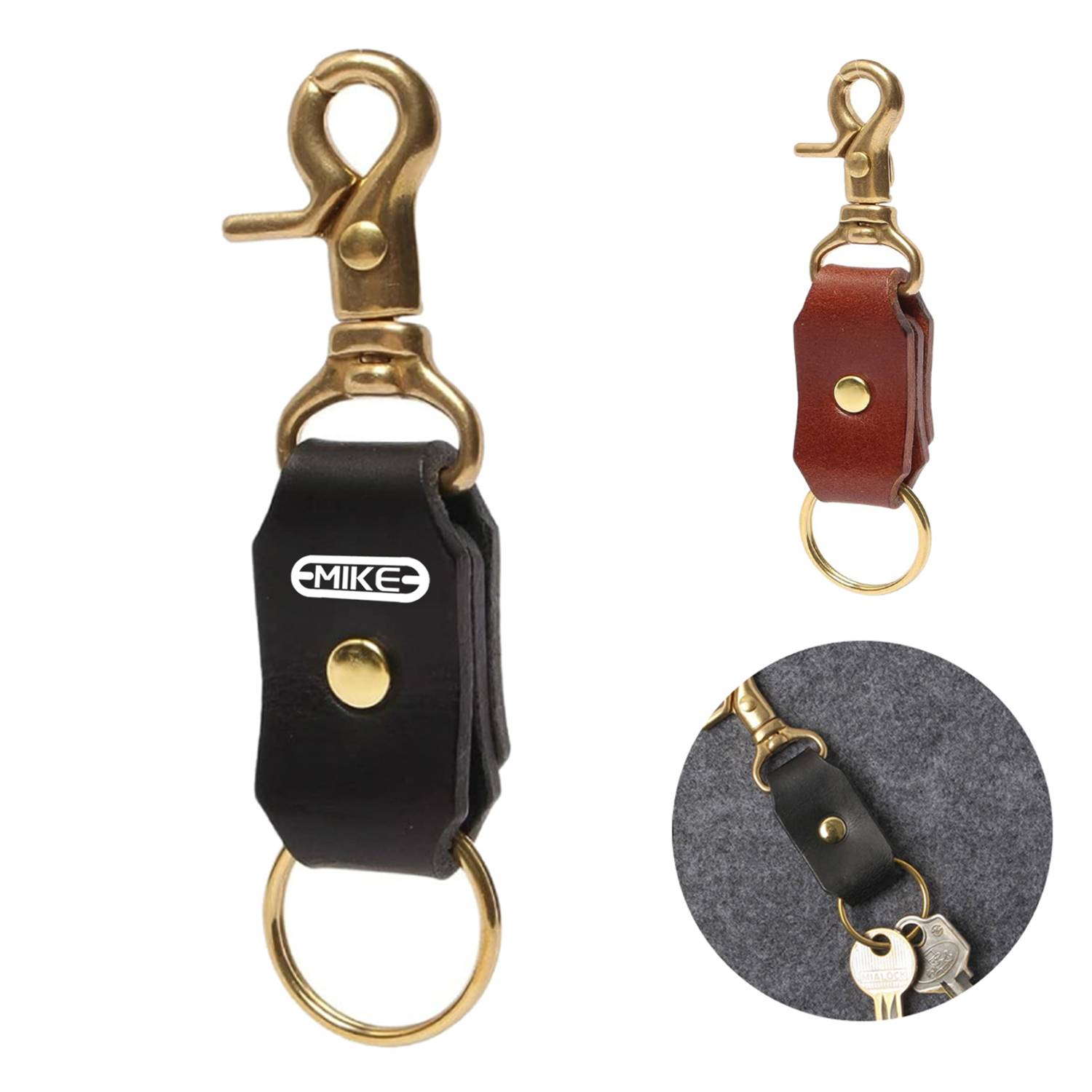 Head layer cowhide Keychain 1