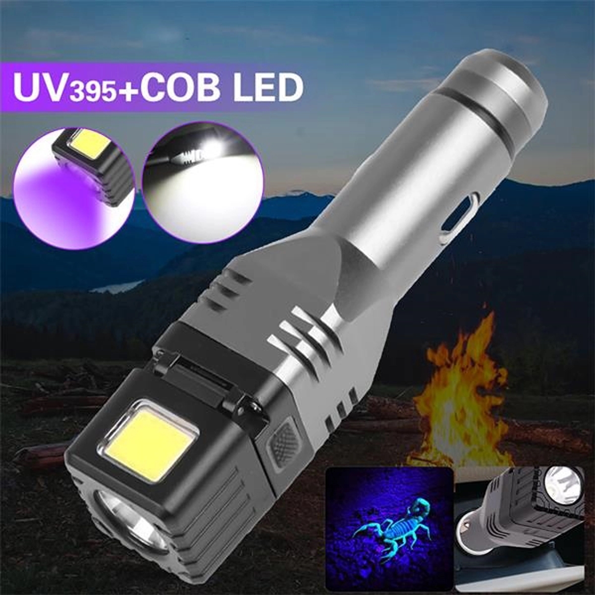 LED Tactical Car Charging Flashlight Torch With Safety Ham 4