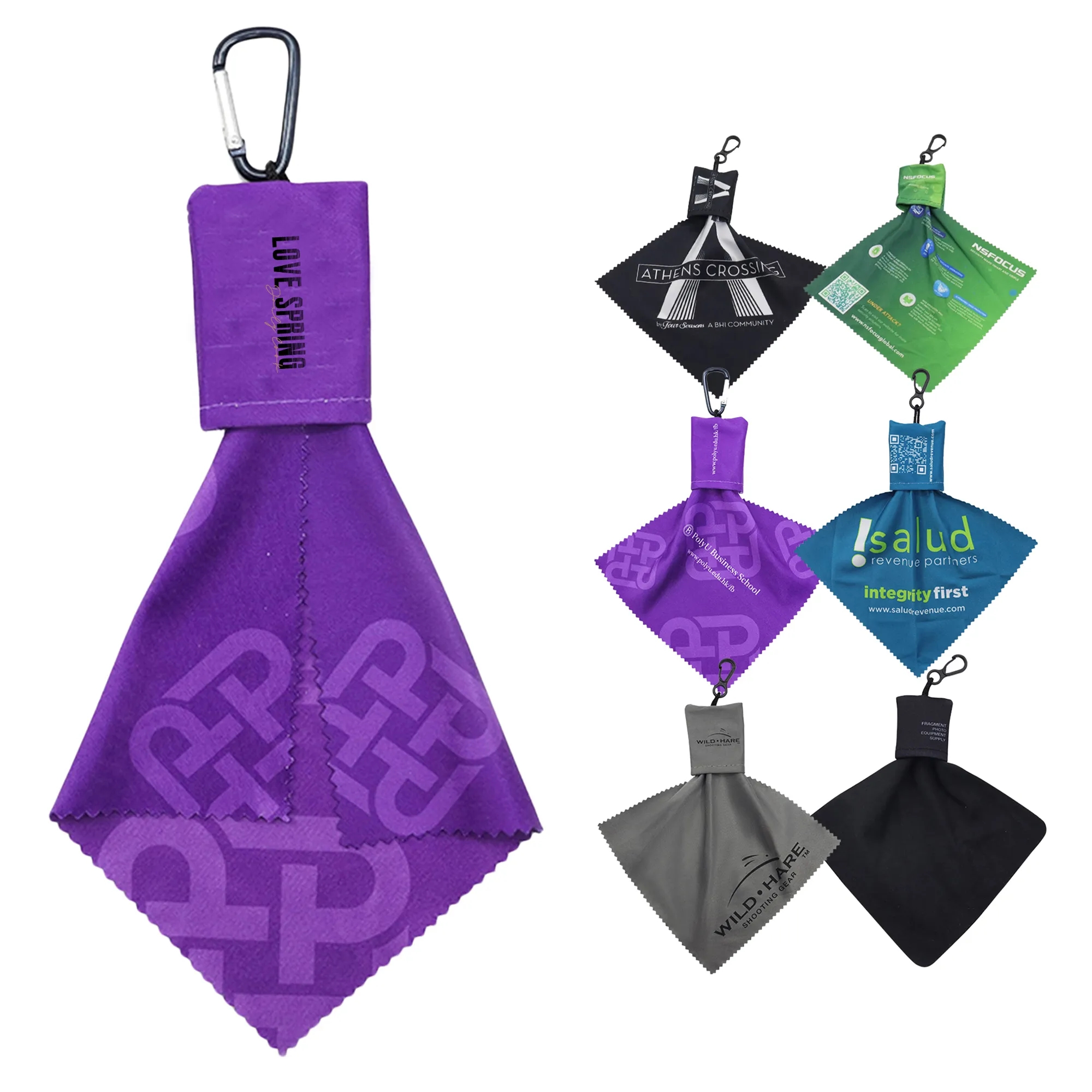 Sublimation Microfiber Glass Cleaning Wiping With Keychain