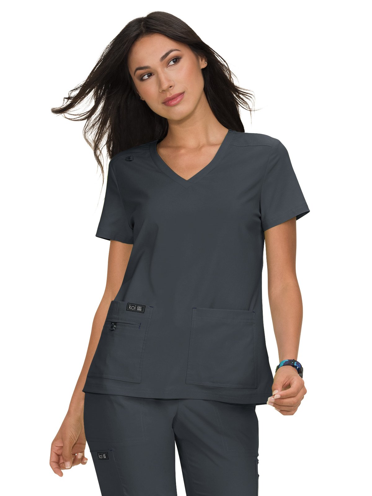 koi - Basics - Women's Four-Pocket Stretch V-Neck Becca Top 63