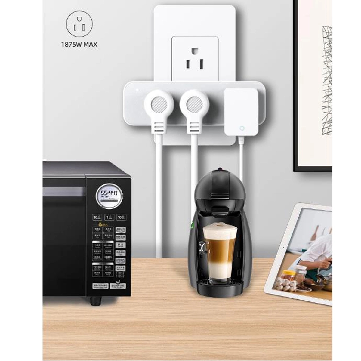 Travel Outlet Extender Wall Tap Grounded Adapter Plug 5