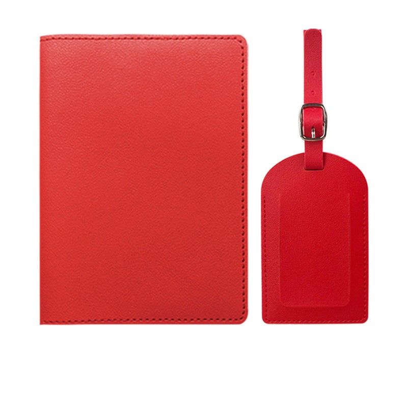 PU Leather Passport Cover Luggage Tag Set 4