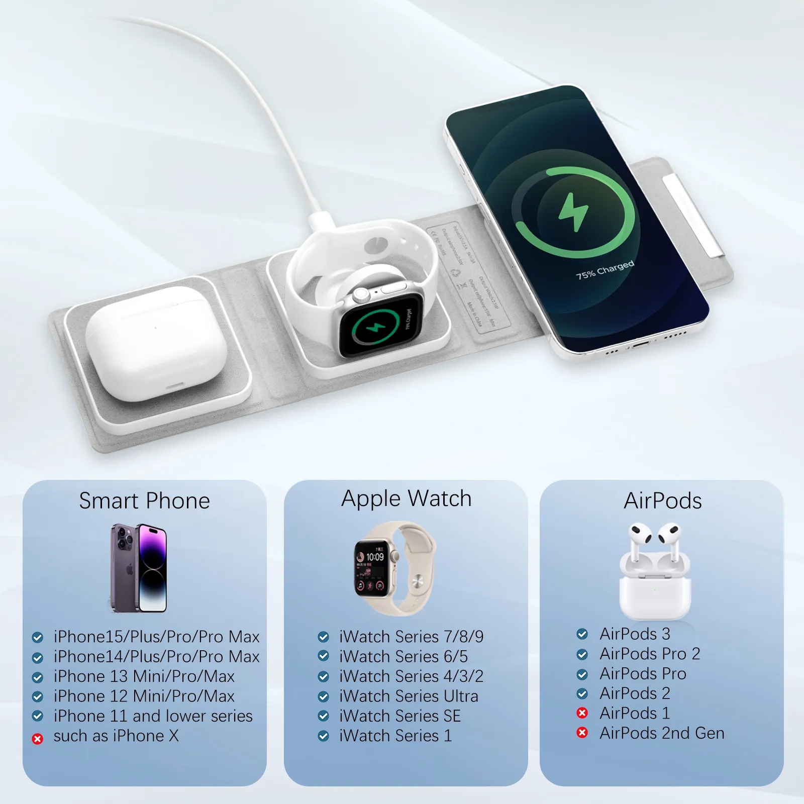 Portable 3 in 1 Travel Wireless Charger 7