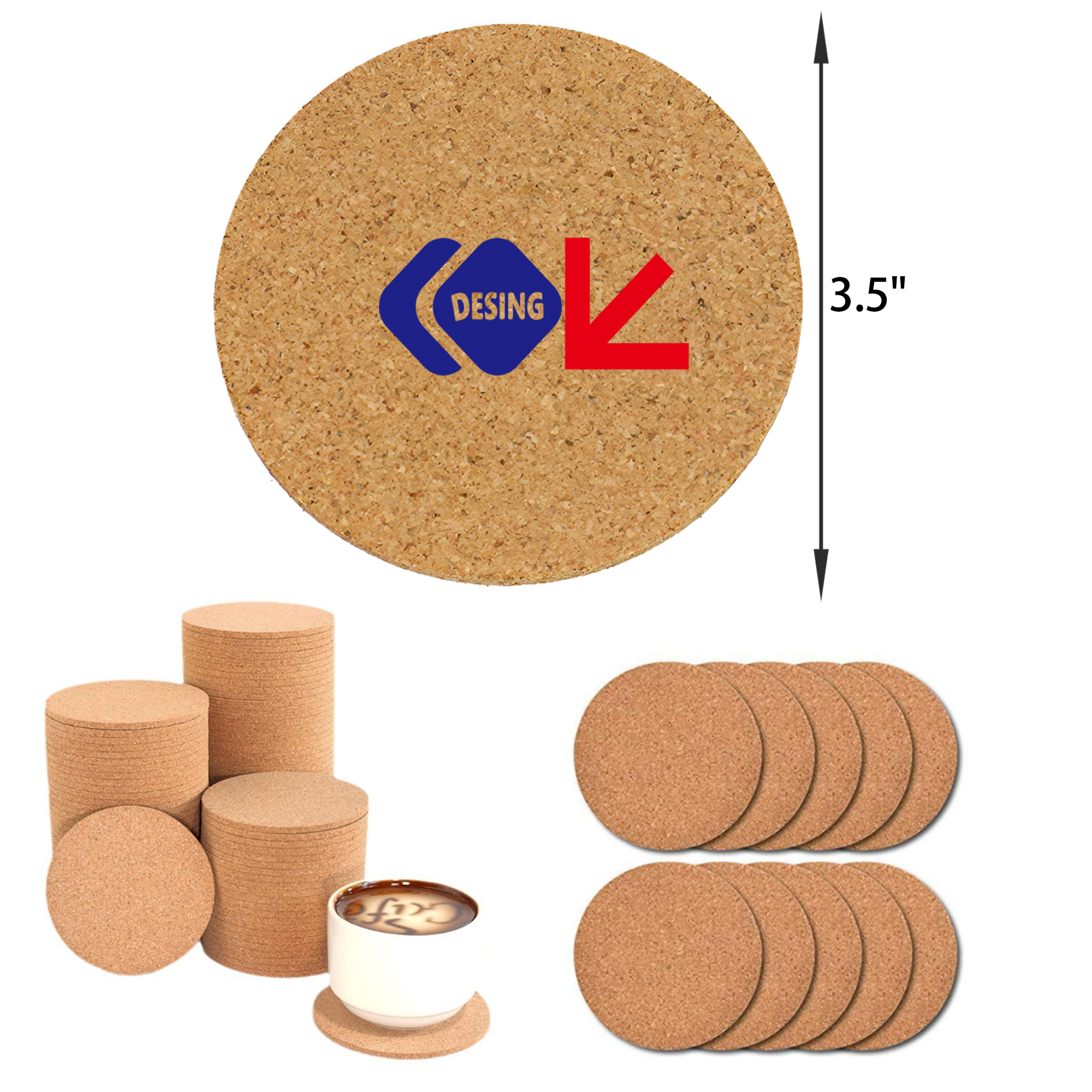 MOQ 50 PCS Heat Insulating Round Corkwood Coaster 2