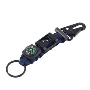 Durable Rope Key Chain With Whistle Flint And Compass 8