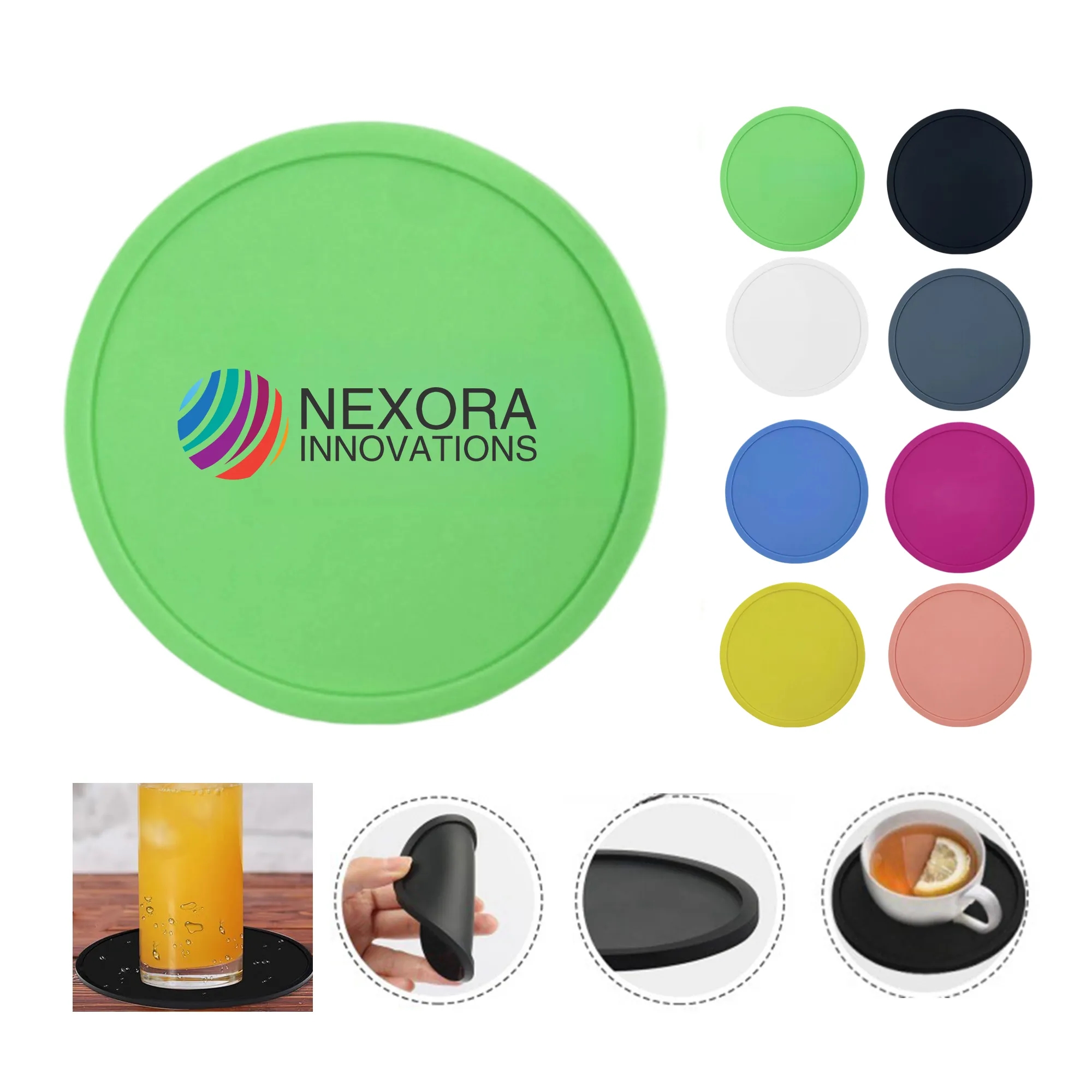 Round Silicone Coaster with Spill Resistant Design 15