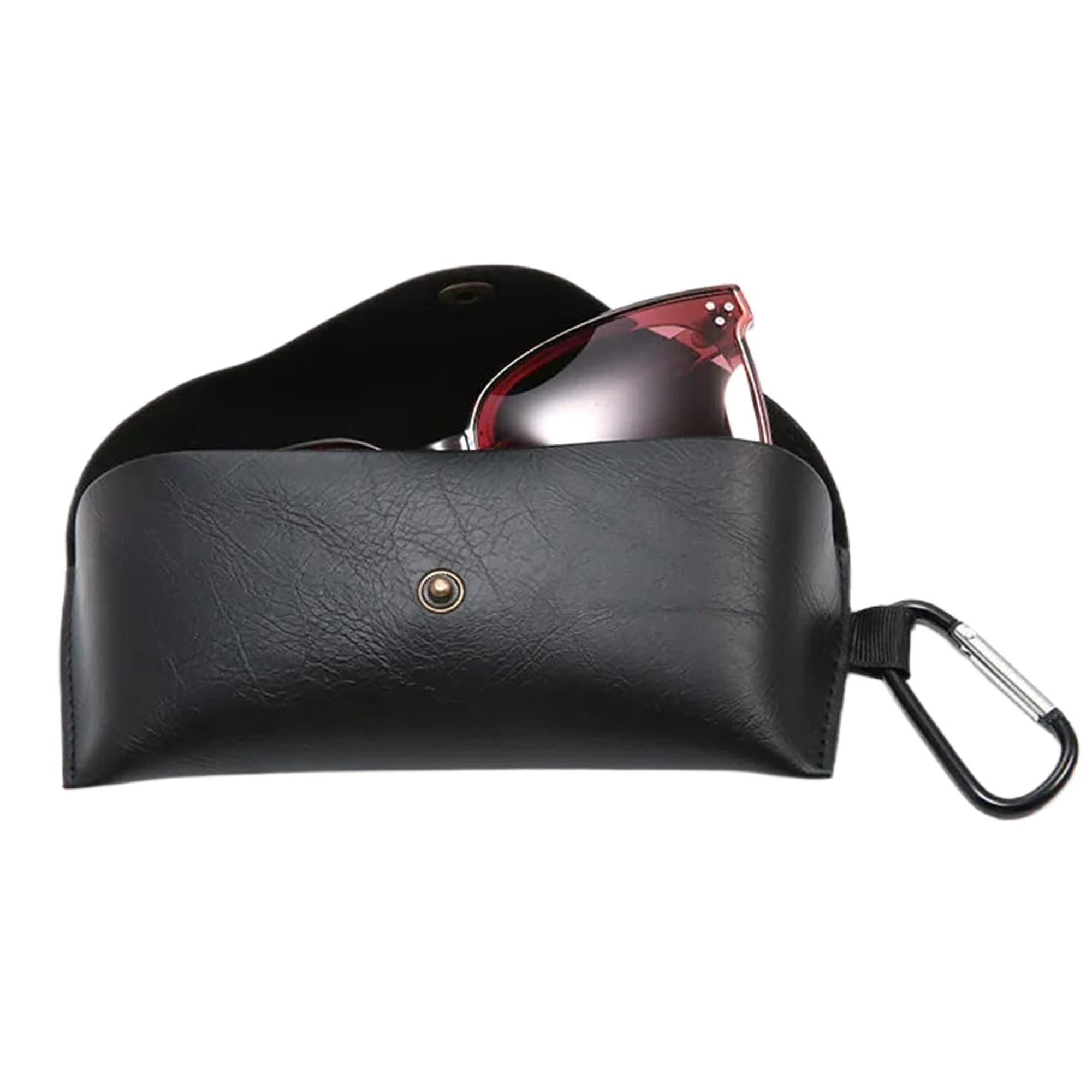 PU Leather Eyeglass Case with Carabiner and Velvet Lining 5