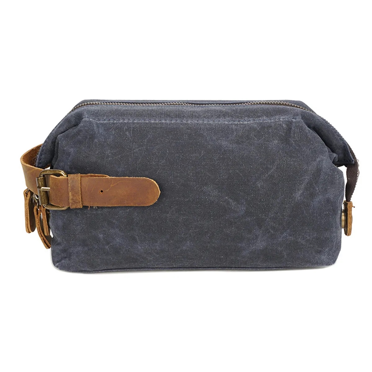 Waxed Canvas Travel Toiletry Kit Bag With Hand 1