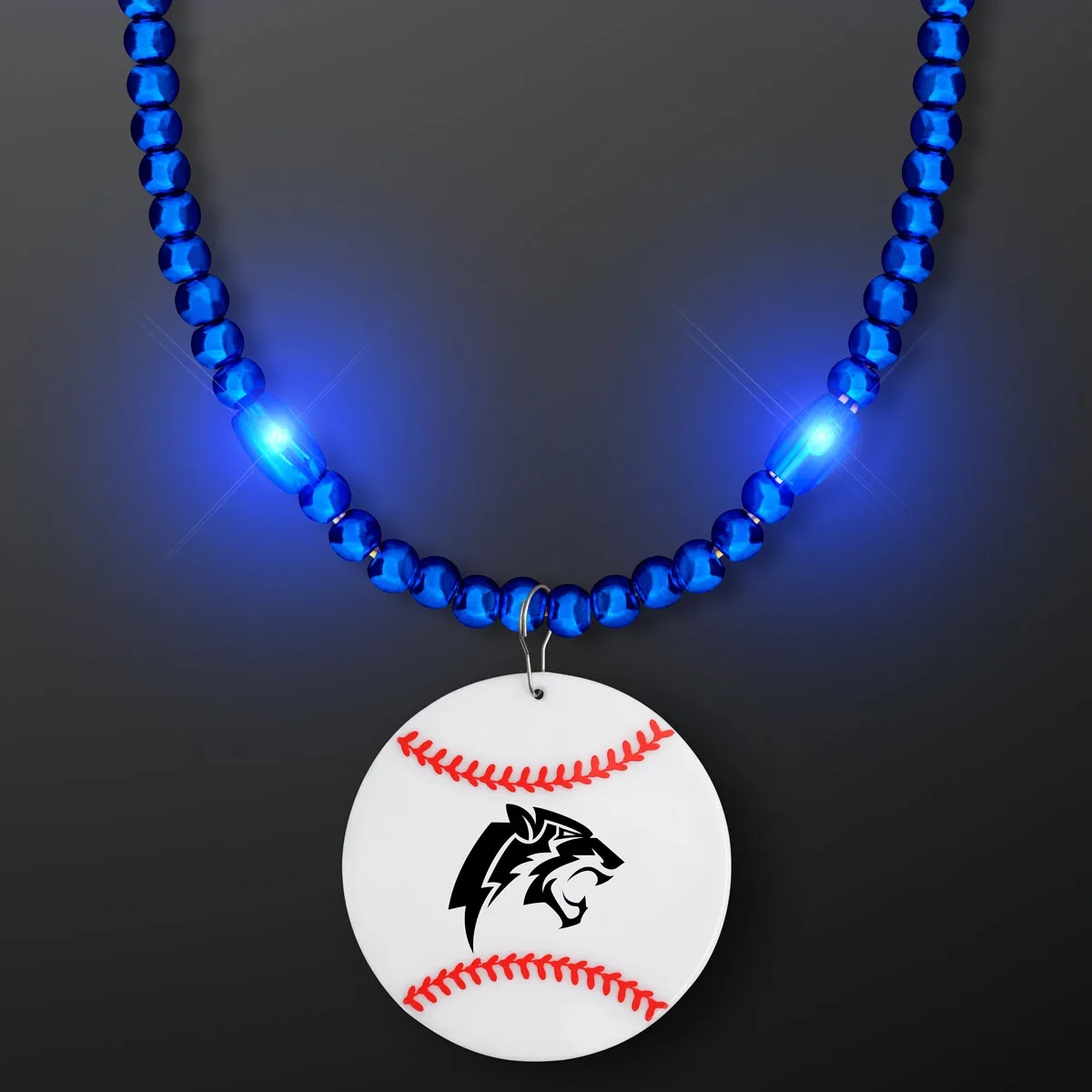 LED Bead Necklace with Baseball Medallion 7