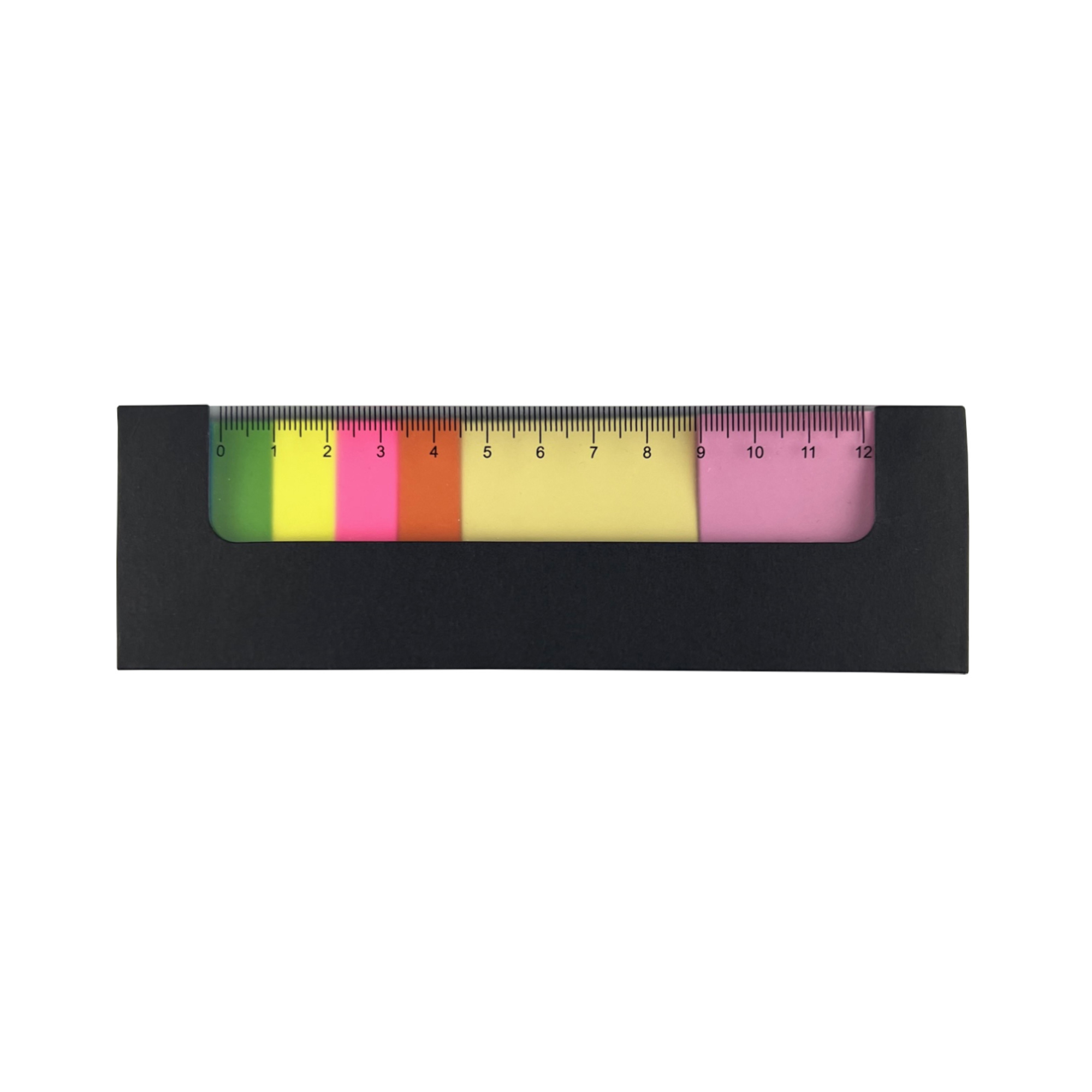 Kraft Cover Ruler Sticky Note Pad With Seven Color Tabs 6.2" X 1.9" 1