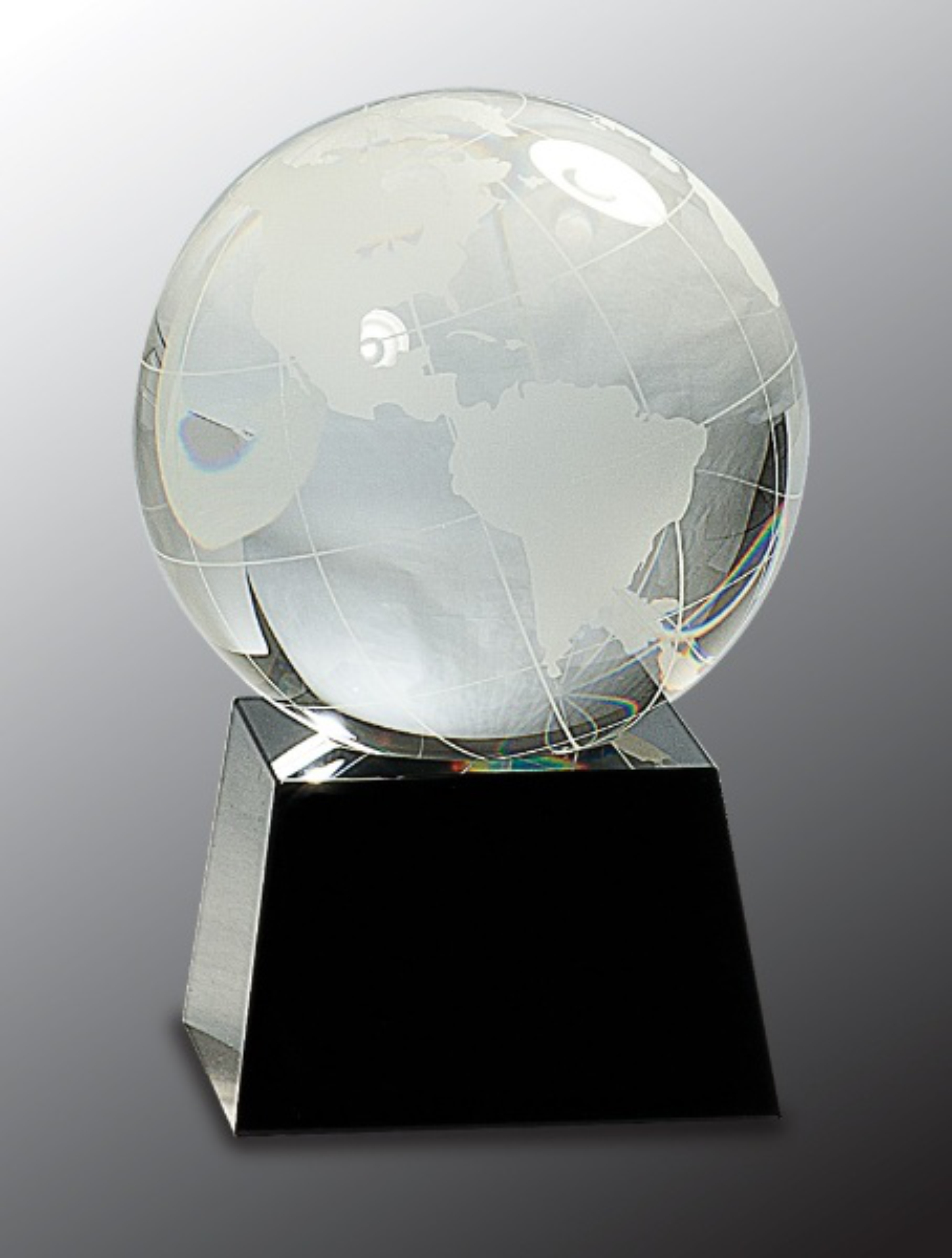 5 1/2" Crystal Globe on Black Base Crystal Award 3