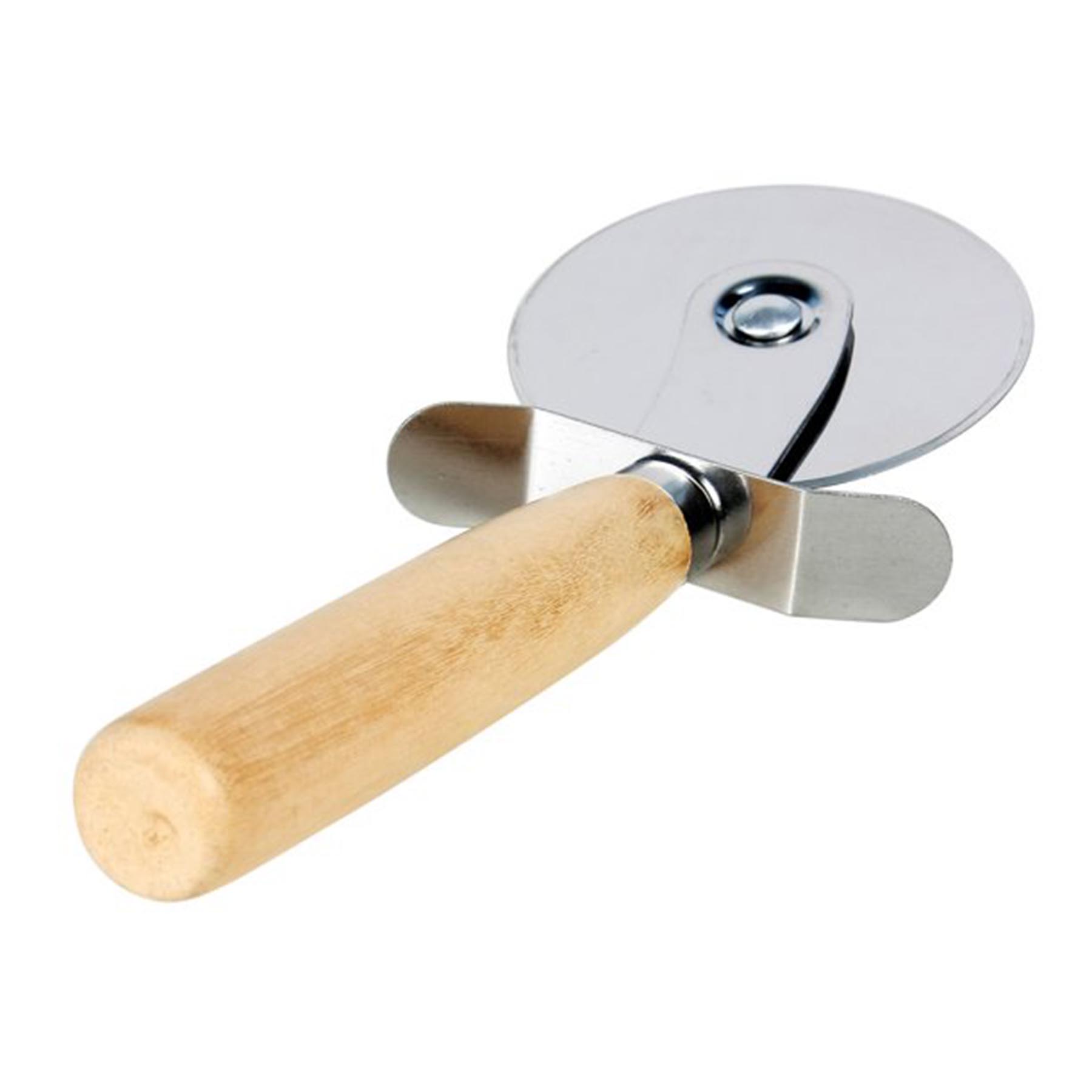 Wooden Handle Stainless Steel Pastry Pizza Cutter Wheel Slicer 3