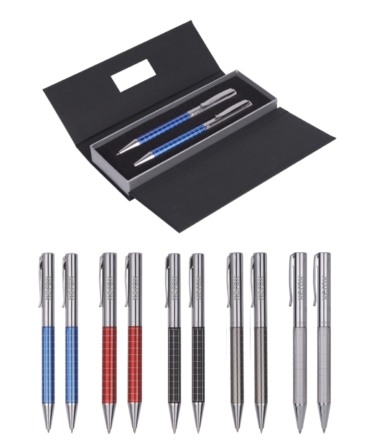 Union Printed - Executive Heavy Metal Barrel Pen & Pencil Set 1