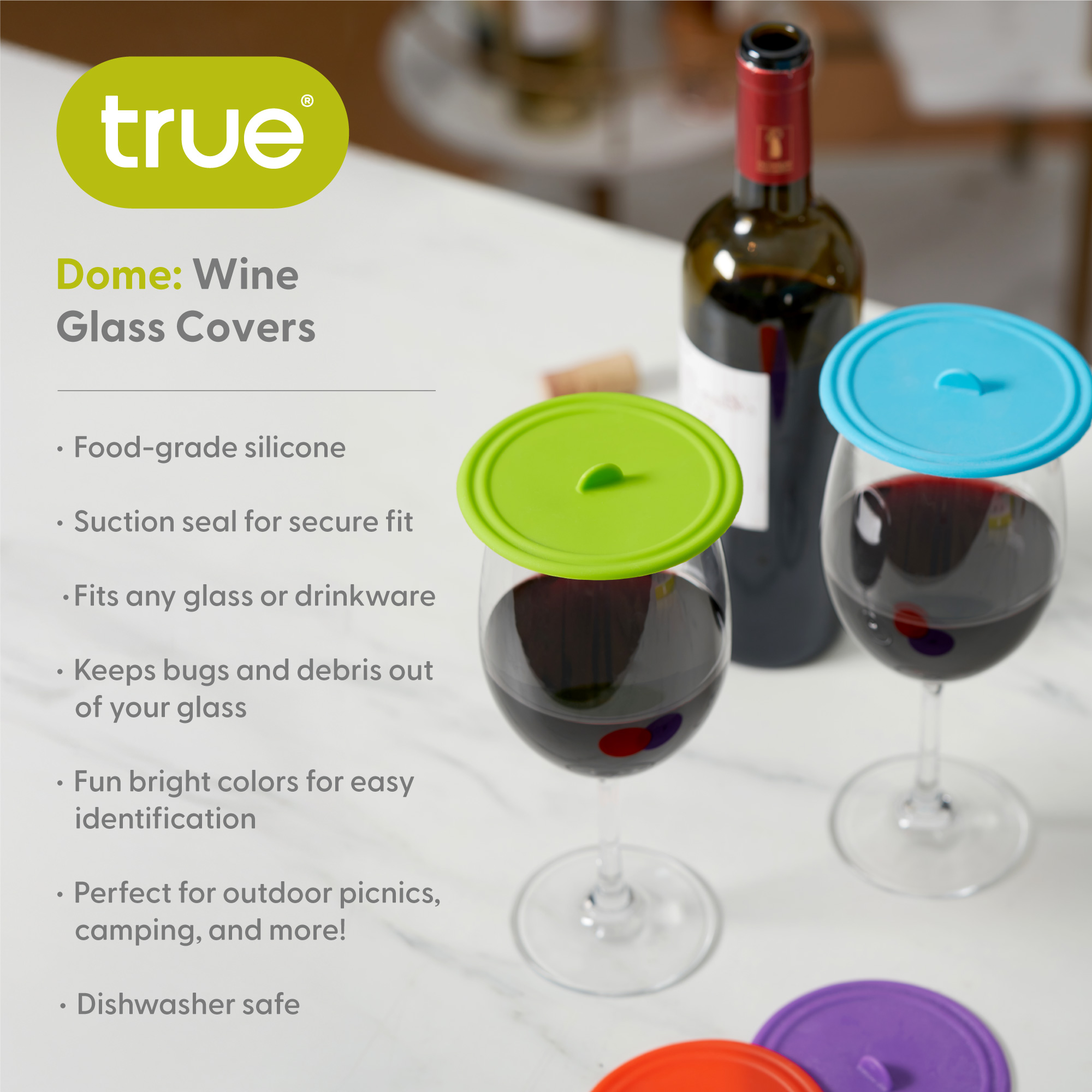 True® Dome Assorted Wine Glass Cover Set 5