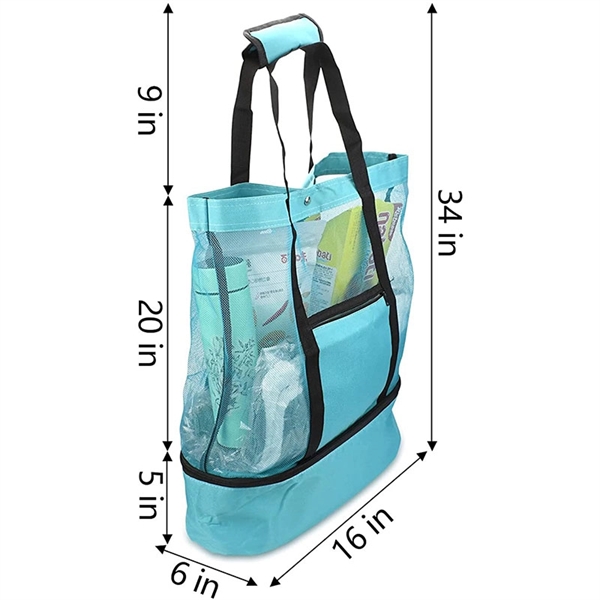 Mesh Beach Bag Tote with Insulated Cooler 7