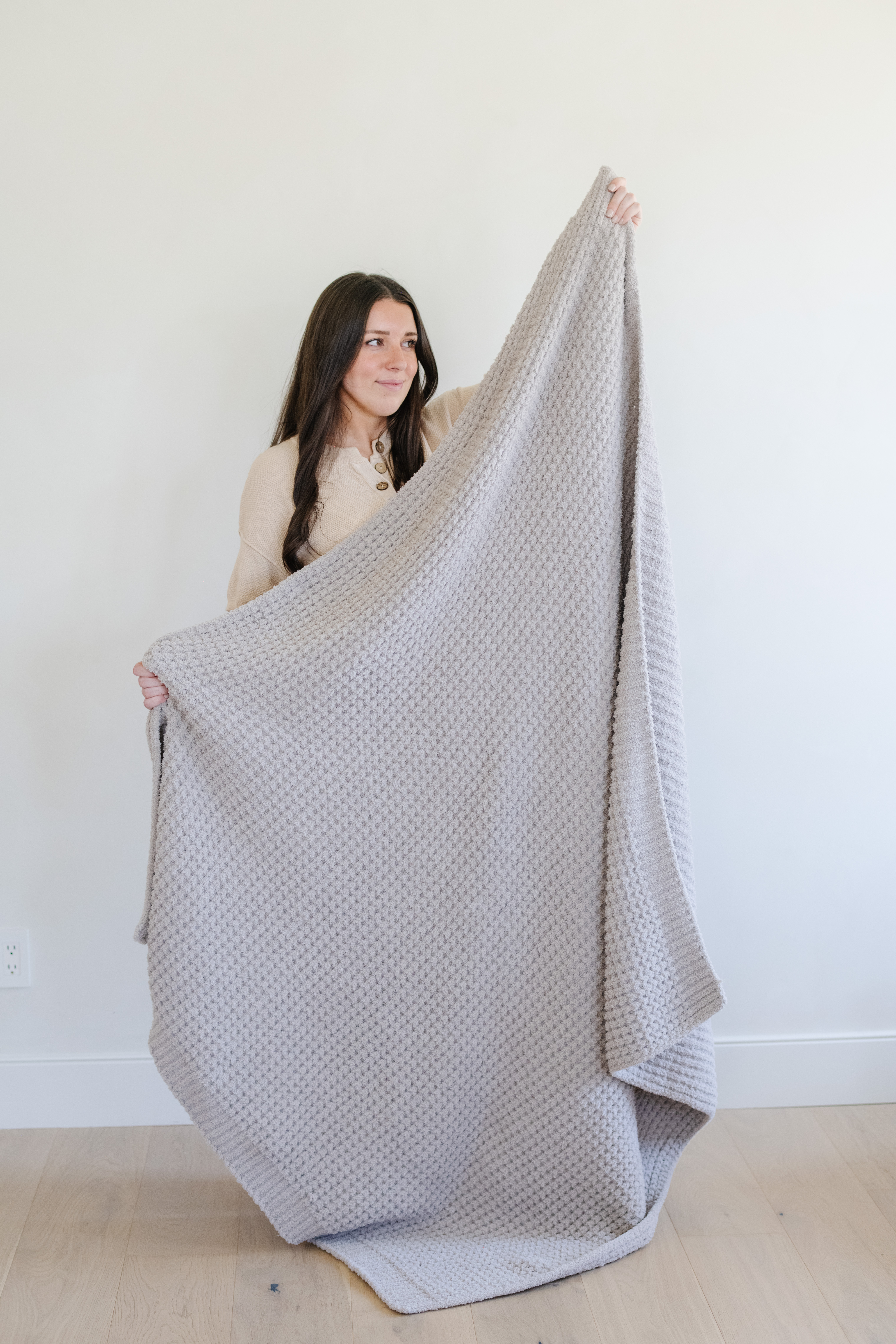 Waffle Knit Oatmeal-Throw Luxury Blanket (50x60) 3