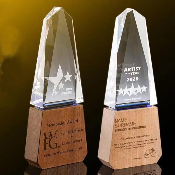 Tower Crystal Awards with Wooden Base 3