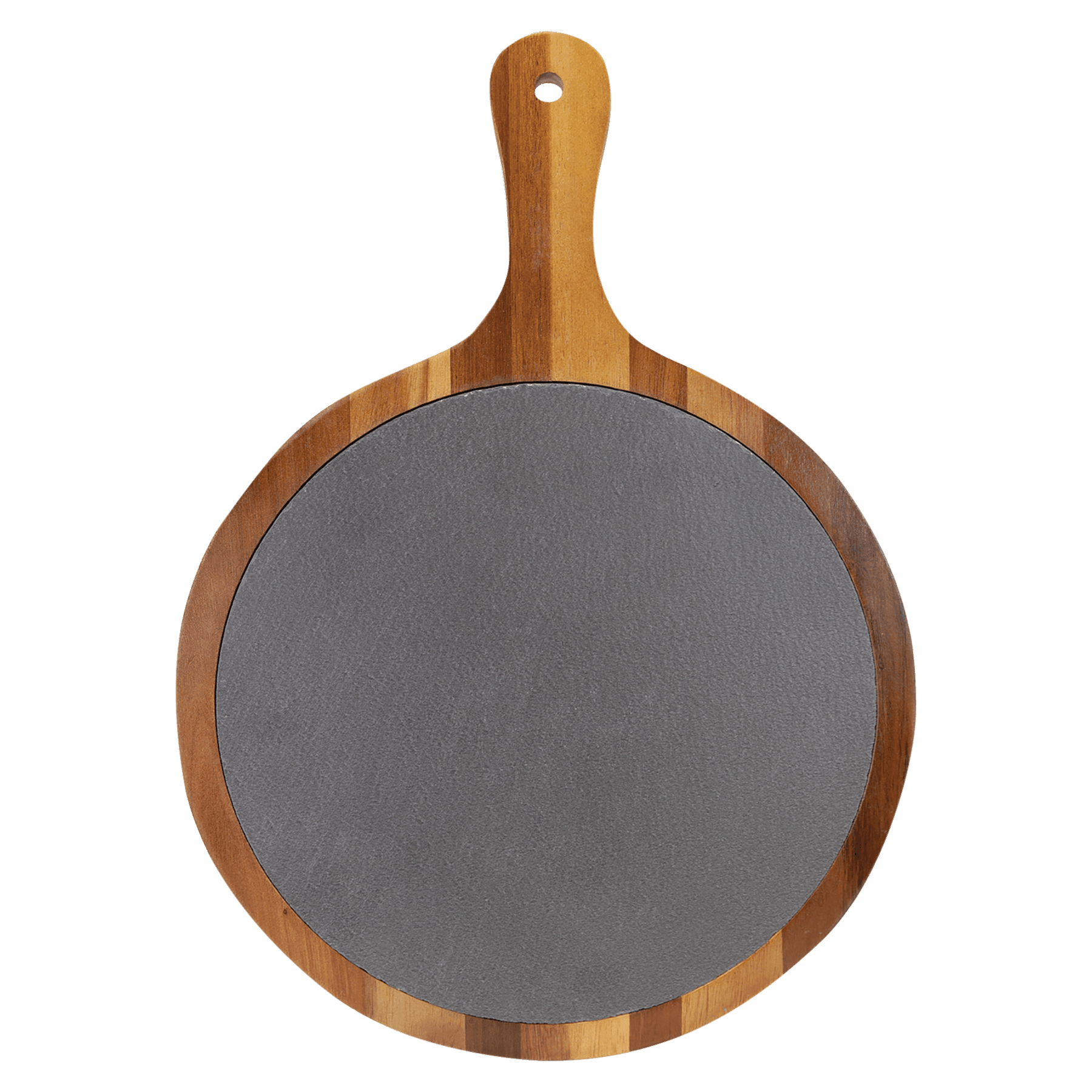 14 1/2" x 10 1/2" Round Acacia Wood/Slate Serving Board with Handle 5